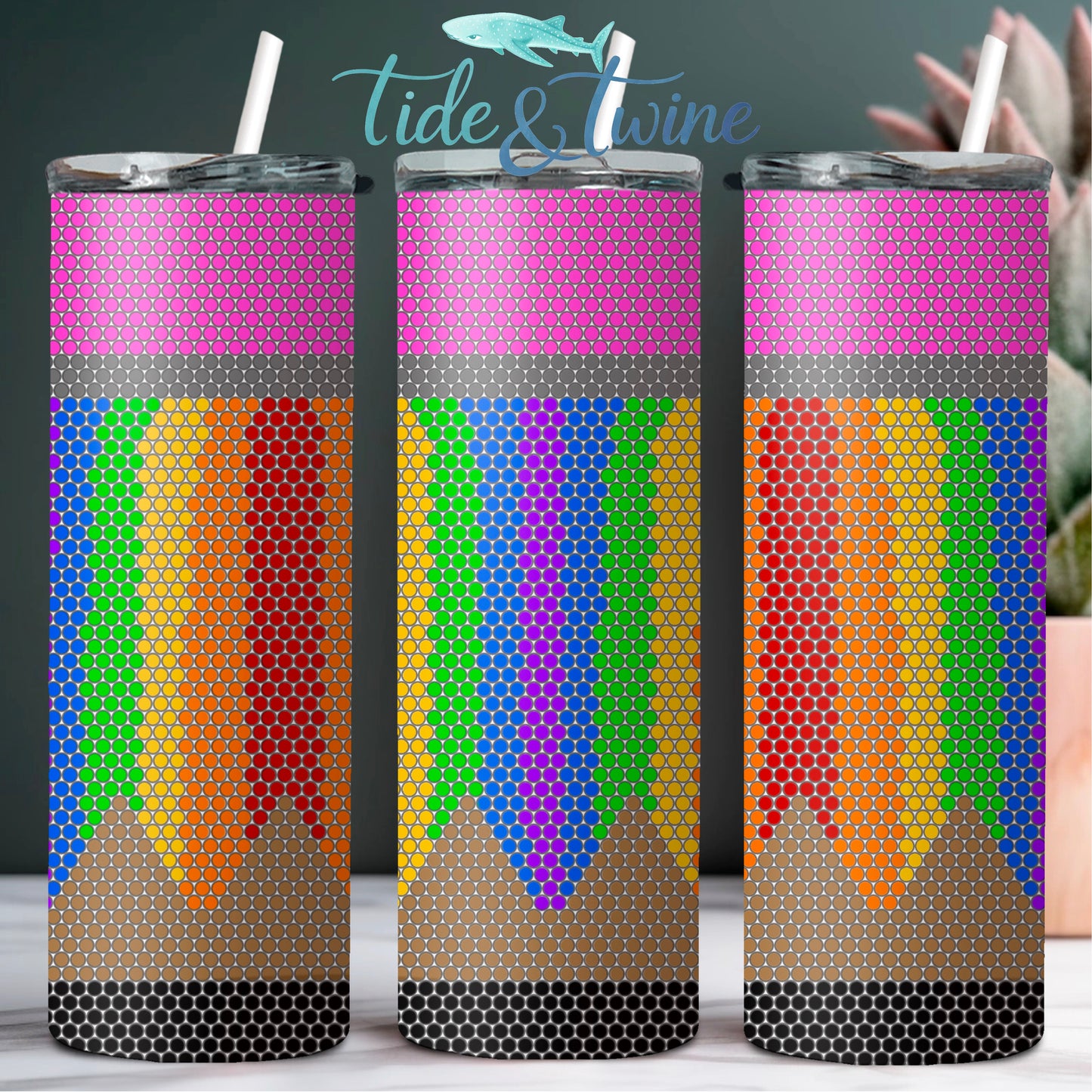 Rainbow Pencil SS16 20oz Rhinestone Pattern
