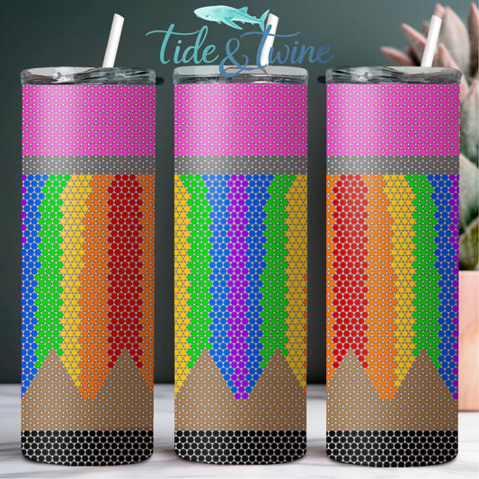 Rainbow Pencil SS16 20oz Rhinestone Pattern