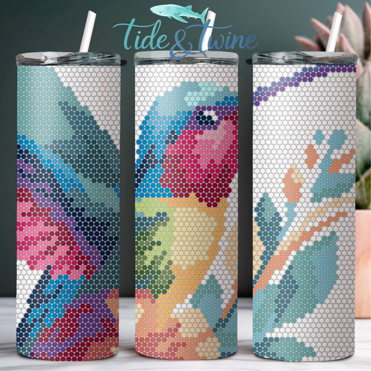 Watercolor Hummingbird SS16 20oz Rhinestone Pattern